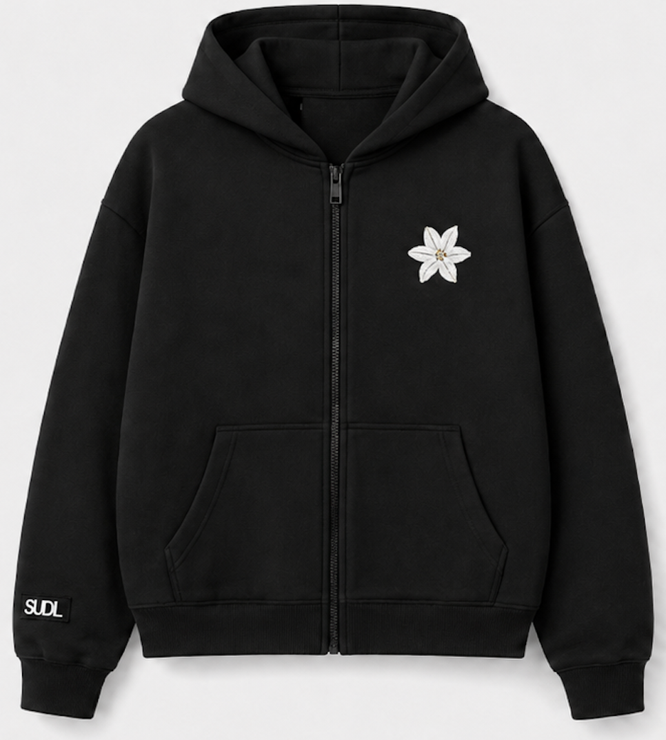 SUDL ZIP-UP HOODIE - LILY BLACK