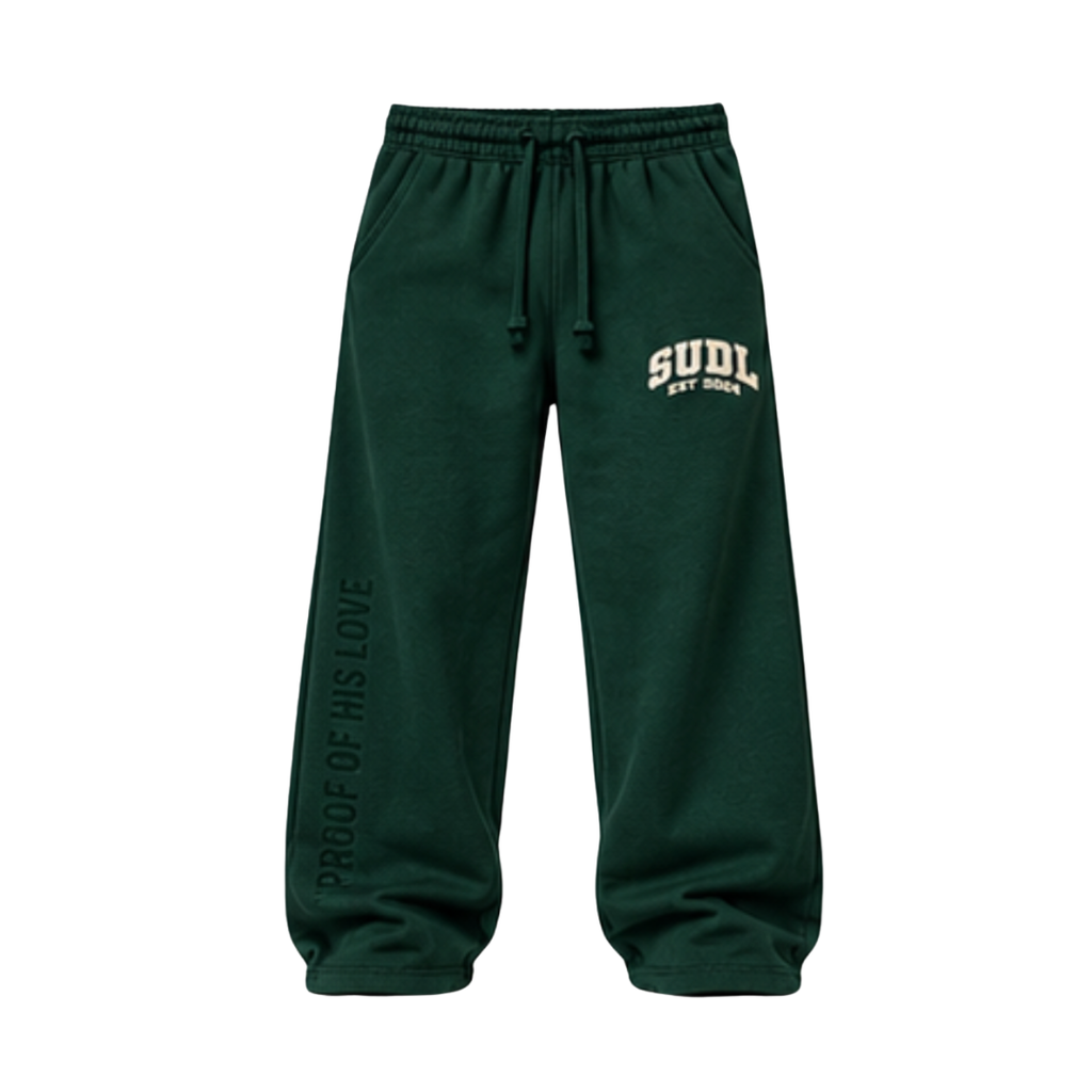 SUDL Universal Green Sweatpants front view